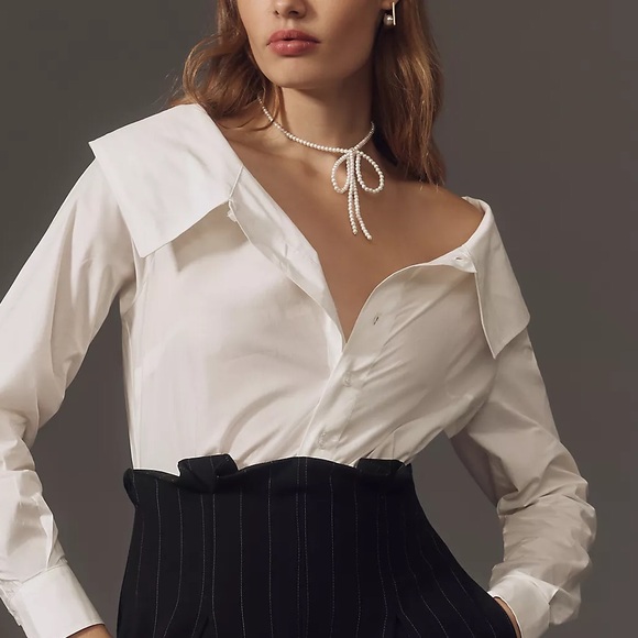 Anthropologie Maeve Corseted Shirting Twofer Jumpsuit - Picture 7 of 14